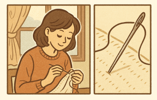 chiku chiku, sewing, Japanese sound words, onomatopoeia