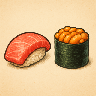 Illustration of Suchi, Uni, Toro