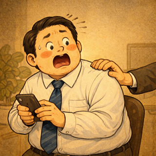 illustration of sound word, biku, びくっ 