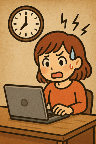 illustration of giri giri, ぎりぎり, sound word