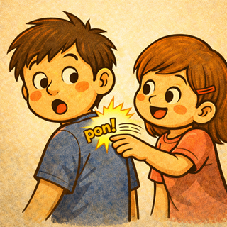 illustration of sound word, pon, ぽん