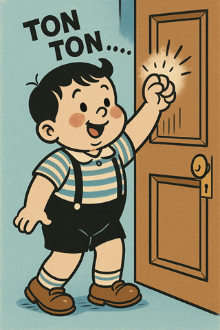 illustration of ton ton, とんとん, sound word