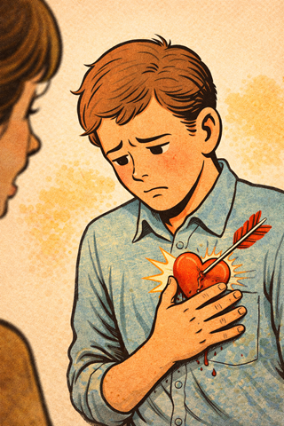 illustration of sound word, gusa, ぐさっ, being pierced