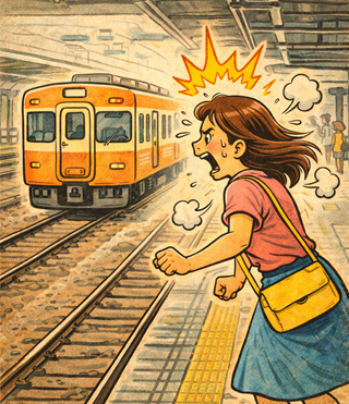 illustration of sound word, kii!, きぃーつ！