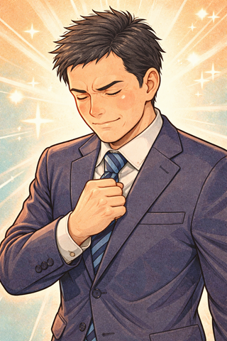 Determined in navy blue suit