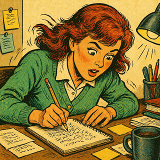 illustration of writing notes