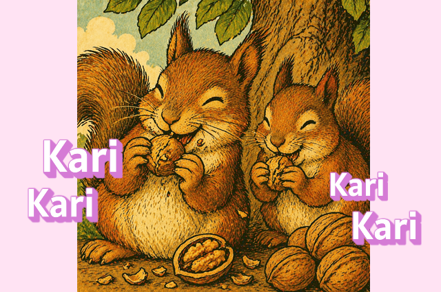 illustration of squirrels eating nuts