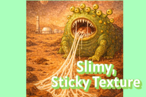 Alien on Mars pulling slimy threads