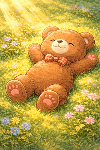 a bear in the sunlit meadow