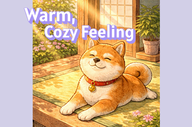 Sunlit Shiba Inu on the veranda